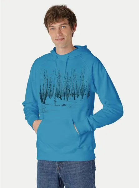 Peaces.bio - handbedruckte Biomode Peaces.bio - handbedruckte Biomode Hoodie Woodland Herren, Türkis, – Produktbild 2 von 2
