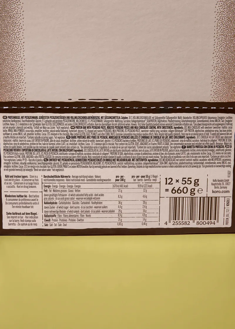 KoRo Protein Bar Deluxe Pistachio Butter | 12 x 55 g – Produktbild 5 von 5