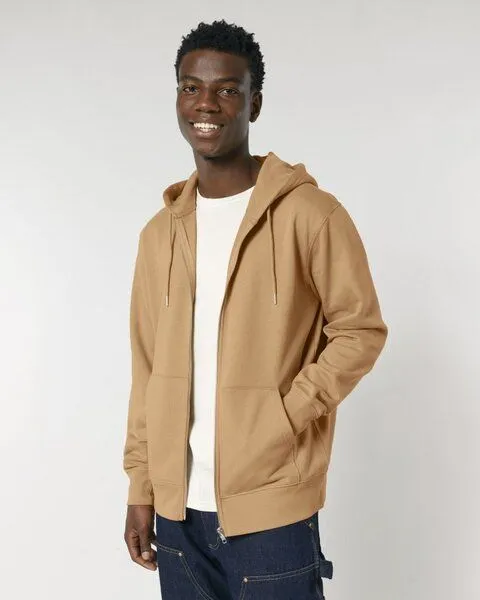 Gary Mash GARY MASH Zipjacke mit Kapuze, Unisex aus Biobaumwolle, Latte (braun), – Produktbild 3 von 4