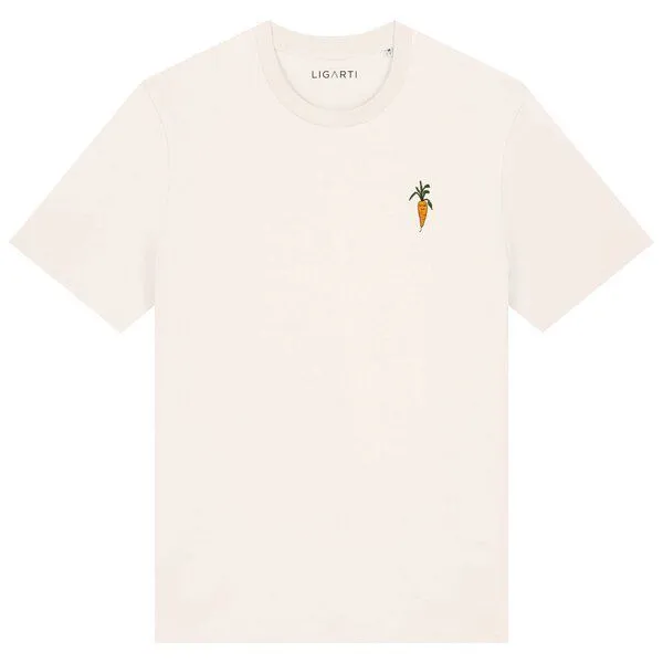 LIGARTI Besticktes T-Shirt – Karotte – LIGARTI Tiermanufaktur, Cremeweiß, – Produktbild 1 von 3