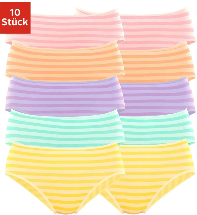 petite fleur by Lascana Jazz-Pants Slips gestreift-lila, gelb, grün, orange, rosa, Gestreift-lila, gelb, grün, orange, rosa, – Produktbild 3 von 3