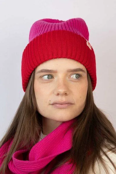 Strickmütze aus Merinowolle, abstehend Unisex Kiwistories, Rot, – Produktbild 1 von 4
