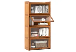 KOMFOTTEU Bücherregal, Vitrinenschrank aus Bambus, mit Türen – Produktbild 1 von 1
