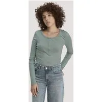hessnatur hessnatur Softrib Longsleeve Henley Fitted aus Bio-Baumwolle und Tencel Modal, Mattgrün, – Produktbild 1 von 1