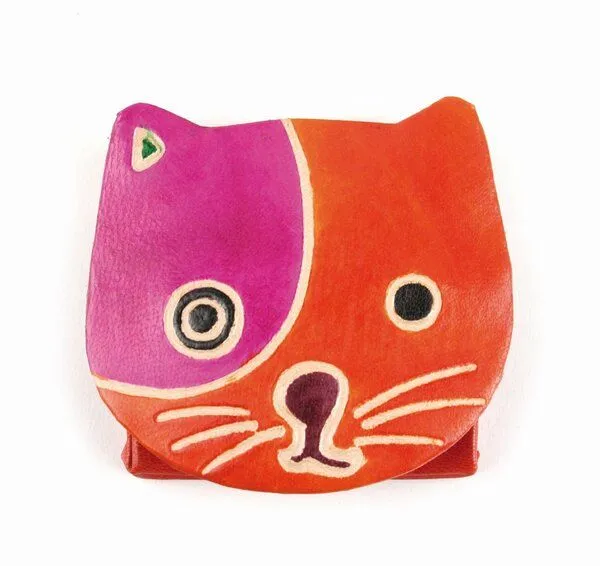 El Puente El Puente Geldbörse "Schräge Katze" | Fair Trade & Handmade aus Indien, Mehrfarbig, – Produktbild 1 von 1