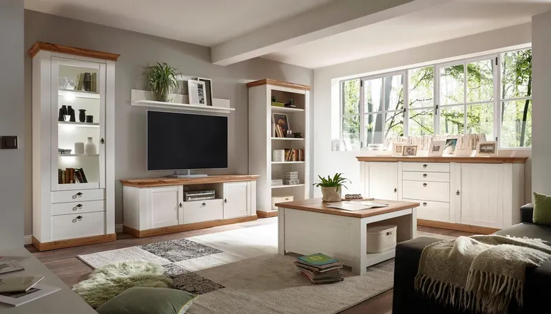 Home affaire Wandboard Cremona, modernes Wandregal, Wandhalter mit Ablagefach, 146 cm breit, vielseitig einsetzbares Hängeregal, in Pinie Weiß mit Wotan Eiche, Weiß, – Produktbild 5 von 5