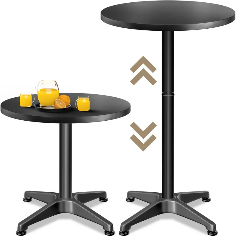 Casaria® Stehtisch Ø60cm höhenverstellbar 70/115cm Alu Schwarz – Produktbild 1 von 2