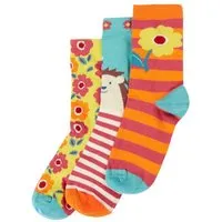 Frugi Frugi Kindersocken in Dreierpack mit Igel und Blumen – Produktbild 1 von 1