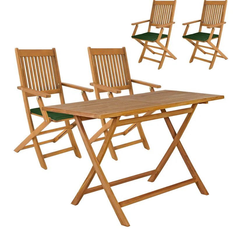 Casaria® Casaria® Garten-Sitzgruppe Bari 5-tlg Akazienholz FSC®-zertifiziert Sitzkissen Grün – Produktbild 1 von 2