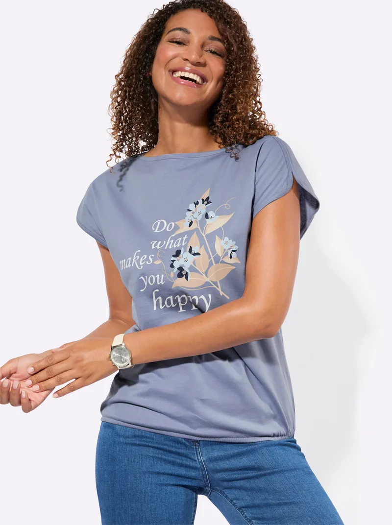 Witt Shirt taubenblau-ecru-bedruckt, Taubenblau-ecru-bedruckt, – Produktbild 2 von 2