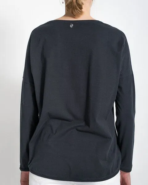 Alma & Lovis Alma & Lovis Oversized Langarmshirt aus Bio-Baumwolle | Loose Shirt, Schwarz, – Produktbild 3 von 4