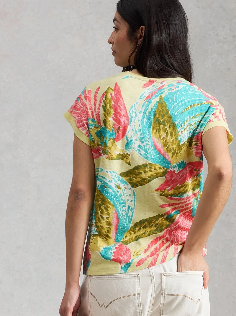 White Stuff T-Shirt Nelly mit Keilausschnitt - 40, Grün multi, – Produktbild 4 von 4