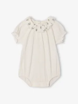 Vertbaudet Baby Body mit kurzen Puffärmeln und Rüschenkragen – Produktbild 1 von 1