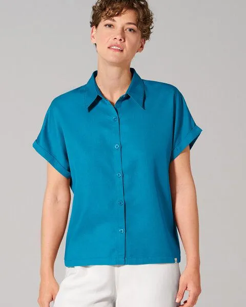 HempAge HempAge Damen Lyocell Bluse (auf Hanf Basis) Normal Fit, Azure (blau), – Produktbild 1 von 4