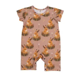 Walkiddy Baby Kurzarm-Strampler GOTS zertifiziert – Bio-Baumwolle, Altrosa mit Hasenmotiv, weich & bequem, alltagstauglich | Walkiddy – Produktbild 1 von 1