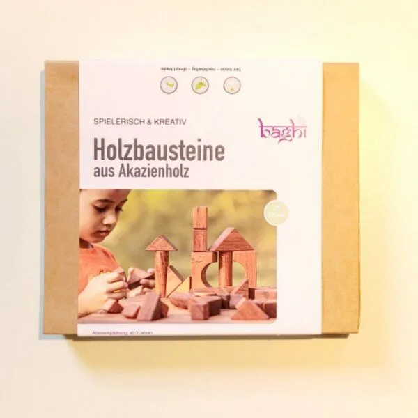 BAGHI BAGHI Holz-Bauklötzchen aus upcycling Akazienholz – Produktbild 4 von 6