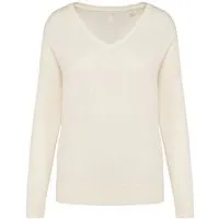 YTWOO YTWOO Damenpullover mit V-Ausschnitt aus Bio-Baumwolle und Lyocell TENCEL, Elfenbein, – Produktbild 1 von 1