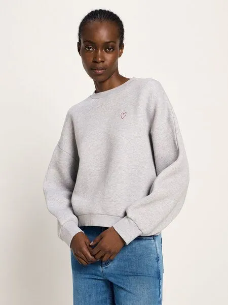 LANIUS LANIUS Statementsweatshirt (GOTS) aus Bio-Baumwolle, Grey melange/heart, – Produktbild 2 von 4