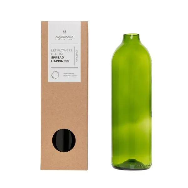 Originalhome Originalhome Flaschenvase aus recycelten Weinflaschen, Grün, – Produktbild 1 von 4
