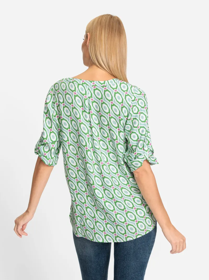 heine Schlupf-Bluse ecru-mint-bedruckt, Ecru-mint-bedruckt, – Produktbild 2 von 2
