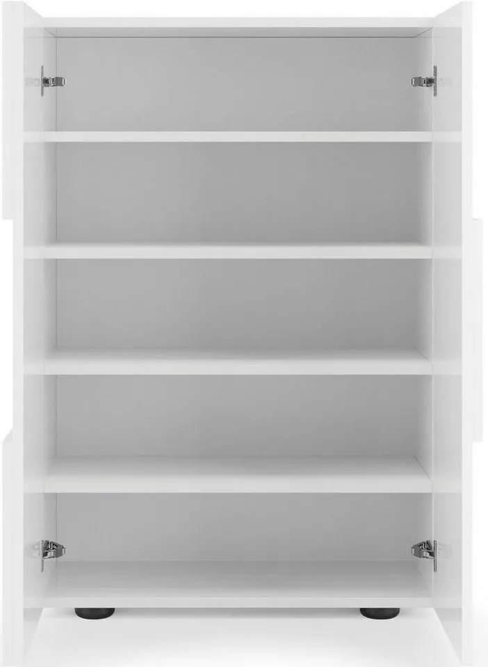 Home affaire Schuhschrank Dama Breite 78 cm, Höhe 116 cm, Schuhkommode, Front in 3D-Optik, 4 Einlegeböden, ca. 17 Paar Schuhe, Weiß, – Produktbild 1 von 5