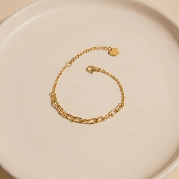 ELEKTROPULLI ELEKTROPULLI Feines Armband mit Gliederkette in ca. 21 cm x 1 mm / 6 mm (inkl. 5 cm Verlängerungskette), Gold, – Produktbild 1 von 1