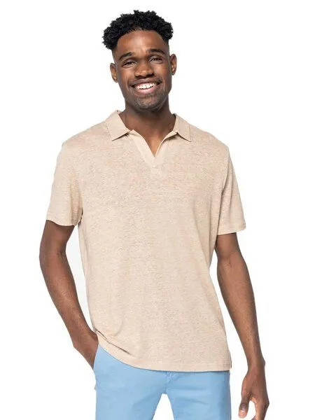 YTWOO YTWOO Herren Polohemd aus 100% Leinen, Beige, – Produktbild 3 von 4