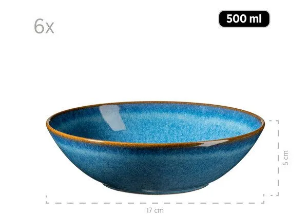 Mäser Mäser Salatschüssel-Set 7-tlg. "Ossia" Steinzeug, Blau, – Produktbild 4 von 5
