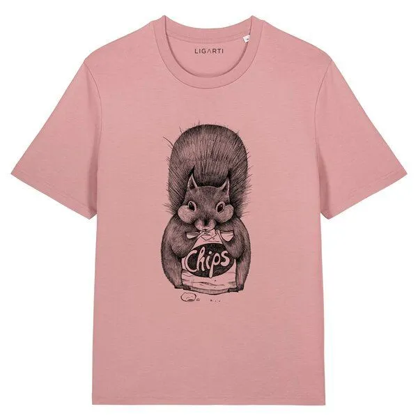 LIGARTI LIGARTI T-shirt - Chipseichhörnchen, Altrosa, – Produktbild 1 von 4