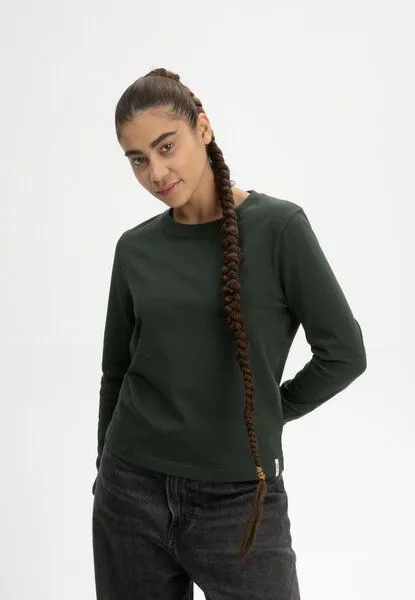 MELA MELA Langarmshirt schwer Style AASTHA aus 100% Bio-Baumwolle, Dunkelgrün, – Produktbild 1 von 4