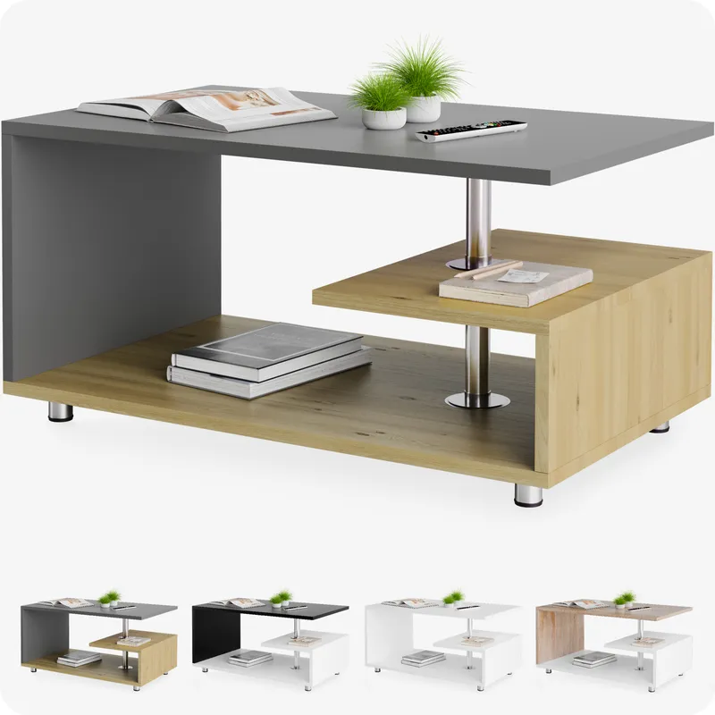 Casaria® Couchtisch Orlando Holz/Grau 95x55x50cm – Produktbild 1 von 2