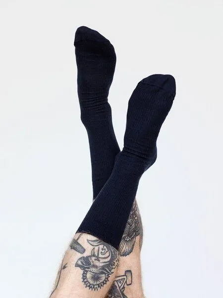 erlich textil erlich textil Casual Cotton Gerippte Socken im 3er Pack aus Bio-Baumwolle, Dunkelblau (blau), – Produktbild 1 von 4