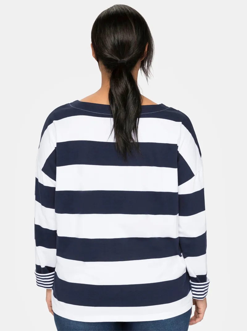 sheego Langarmshirt marine, Marine, – Produktbild 1 von 3