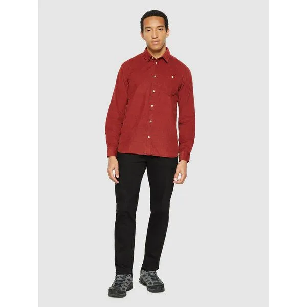 KnowledgeCotton Apparel KnowledgeCotton Apparel Cord Hemd - Baby cord custom fit shirt - aus Bio-Baumwolle, Rot (fired brick), – Produktbild 3 von 4