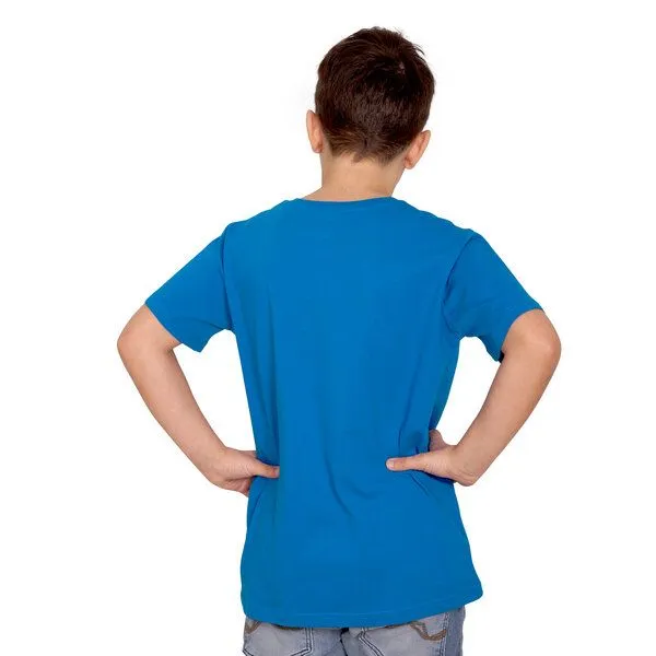 HANDGEDRUCKT HANDGEDRUCKT "Waschbär" Kinder T-Shirt Baumwolle (kbA), Brightblue, – Produktbild 2 von 3