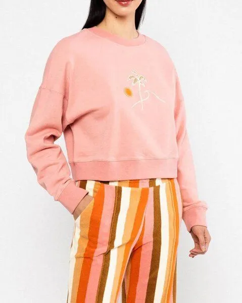 blutsgeschwister Blutsgeschwister Crew Core Sweatshirt - Happy Beach Palms Pink – Produktbild 2 von 3