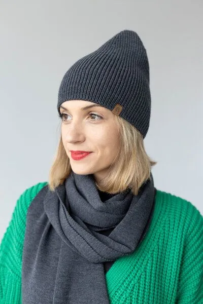 Kopyto Kopyto DEER - Mütze 100% RWS Merinowolle Mulesingfrei, leichte Beanie ohne Umschlag, Unisex, Graphitgrau, – Produktbild 3 von 3