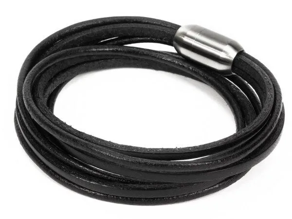 Simaru Simaru Echtleder- /Wickelarmband für Damen & Herren mit Magnetverschluss, Schwarz, – Produktbild 2 von 4