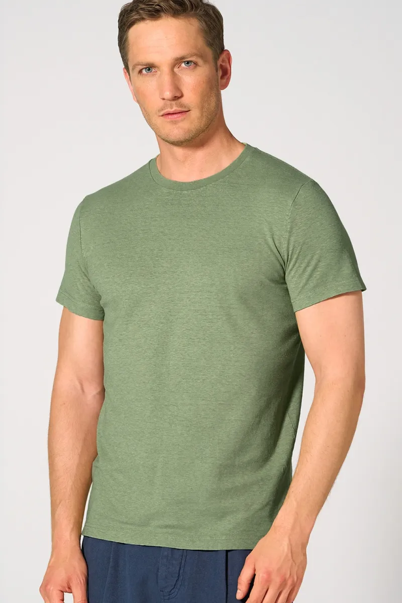 HempAge Hempage Herren vegan T-Shirt Slim Fit Kaktusgrün, Grün, – Produktbild 2 von 2