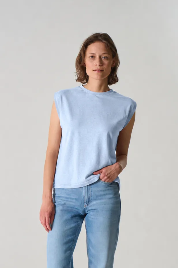 HempAge Hempage Damen vegan Ärmelloses T-Shirt Rauchblau, Blau, – Produktbild 2 von 2