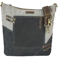 Sunsa Sunsa Damen Tasche Canvas Umhängetasche grau/ schwarz Schultertasche Damentasche – Produktbild 1 von 1