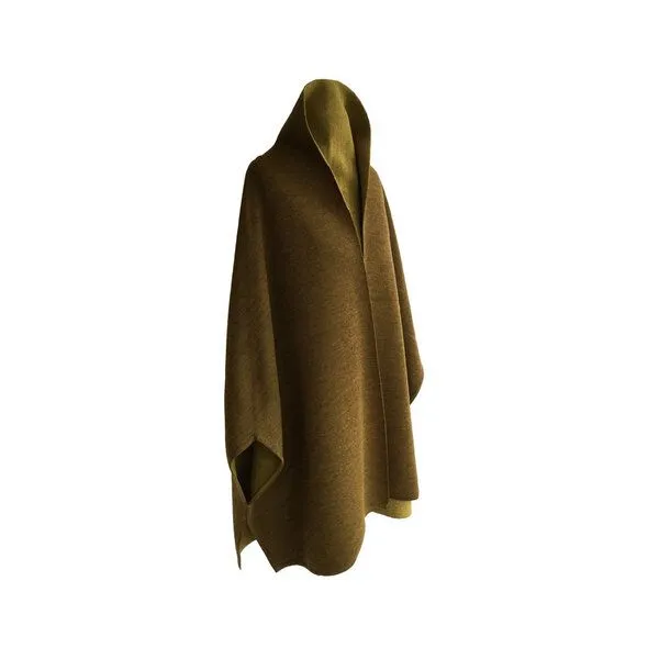 austriandesign.at austriandesign.at MantelCape reversibel aus extrafeiner Merinowolle, Moosgrün/kiwigelb, – Produktbild 1 von 2