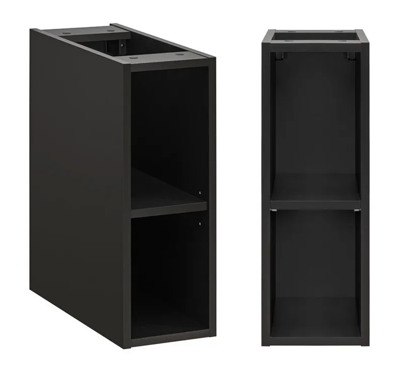 Lomadox Waschbeckenschrank XANTEN-56 mit Regal in anthrazit mit Eiche Nb. schwarz gerillt, Braun|grau, – Produktbild 5 von 5