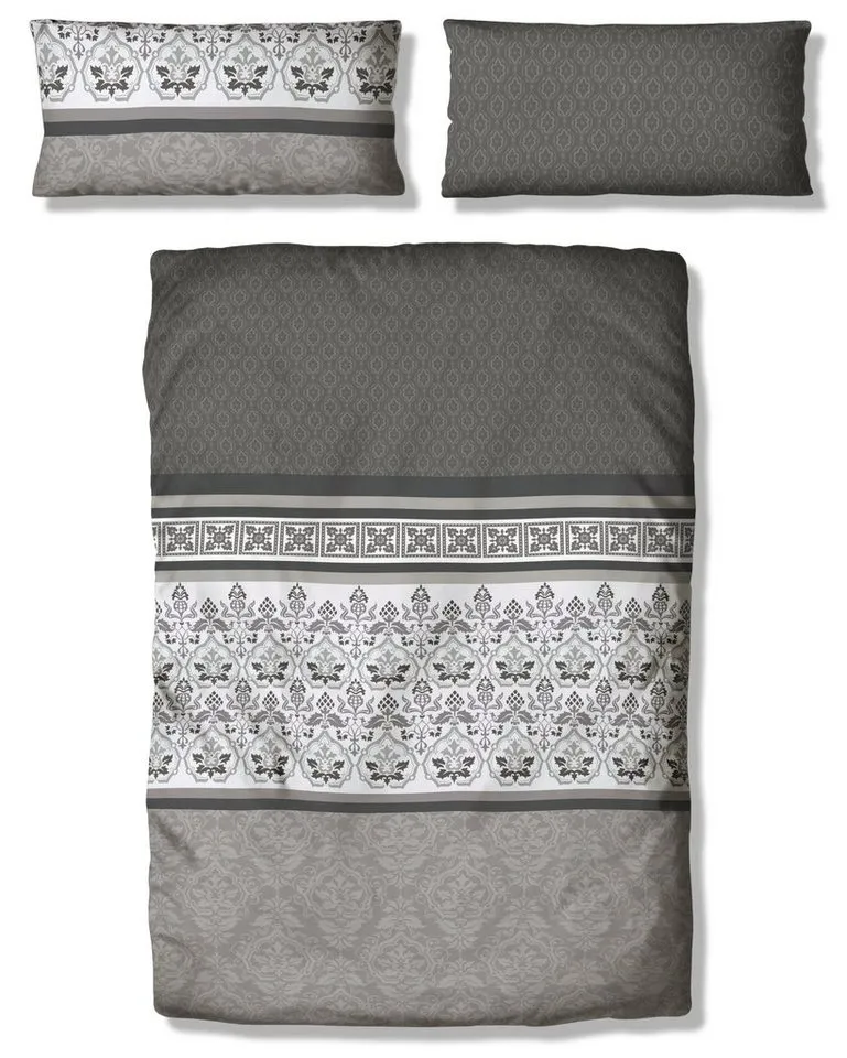 OTTO home Bettwäsche Cremona in Gr. 135x200, 155x220 cm u.a. Bettwäsche-Set mit Ornamenten, Biber, 2 teilig, romantische Bettwäsche in verschiedenen Qualitäten, ab Gr. 135x200 cm, Grau, – Produktbild 7 von 7