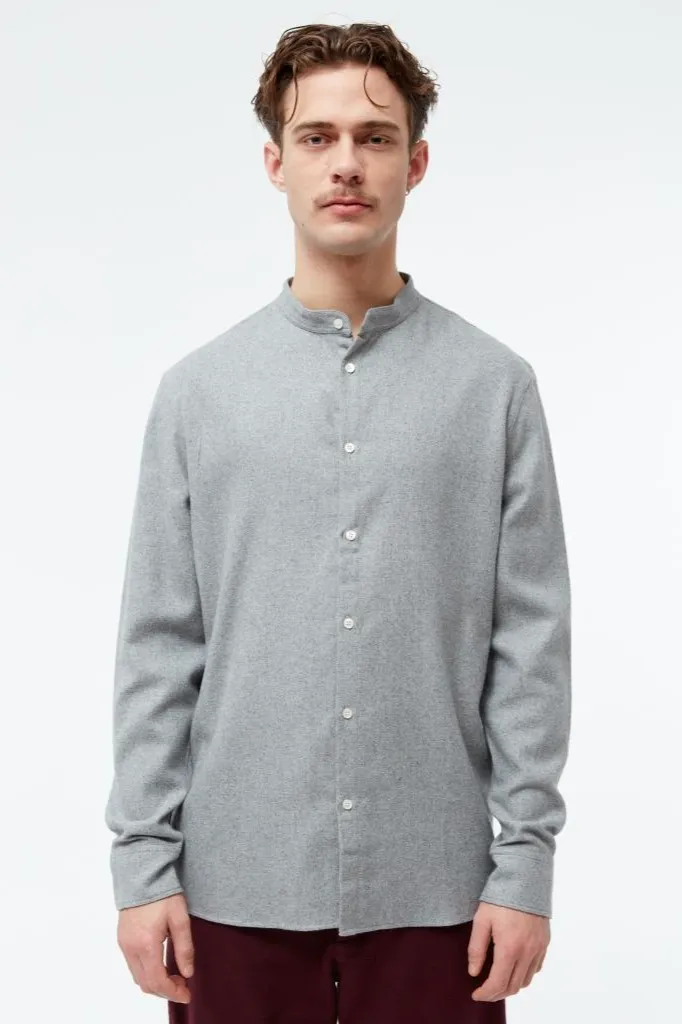 Givn Givn Herren vegan Hemd Flanell Stehkragen Wes Mittelgrau, Hellgrau, – Produktbild 2 von 2