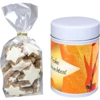 Bio-Zimtsterne in Maxi-Keksdose mit individueller 4-farbiger Banderole, 100 g – Produktbild 1 von 1