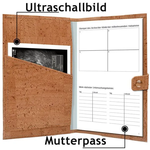 Simaru Simaru Mutterpasshülle Storch aus Kork mit 2 Fächern und Druckknopf-Verschluss – Produktbild 1 von 5