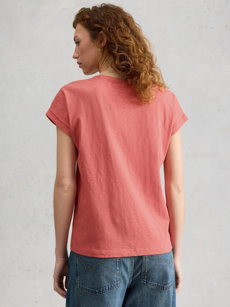 White Stuff T-Shirt Nelly mit Keilausschnitt - 40, Mittelrosa, – Produktbild 4 von 4