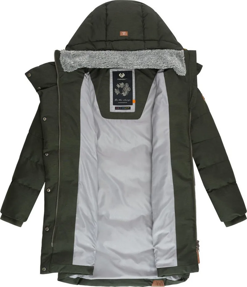 ragwear ragwear Wintermantel Pavla stylischer Winterparka mit Teddyfutter und Kapuze, Grün, – Produktbild 1 von 4