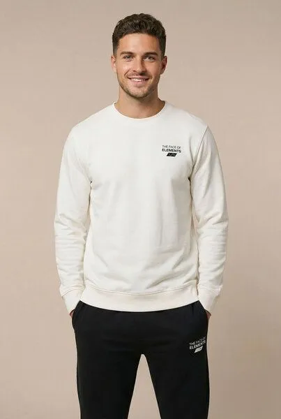 THE FACE OF ELEMENTS The Face of Elements Element - Regular Fit Sweatshirt aus 100% Bio-Baumwolle, Off white (weiß), – Produktbild 2 von 3
